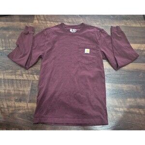Carhartt Men's Long Sleeve T-Shirt In Burgundy  Size XS Reg Loose Fit